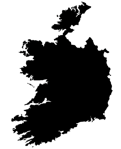 Silhouette map of Ireland